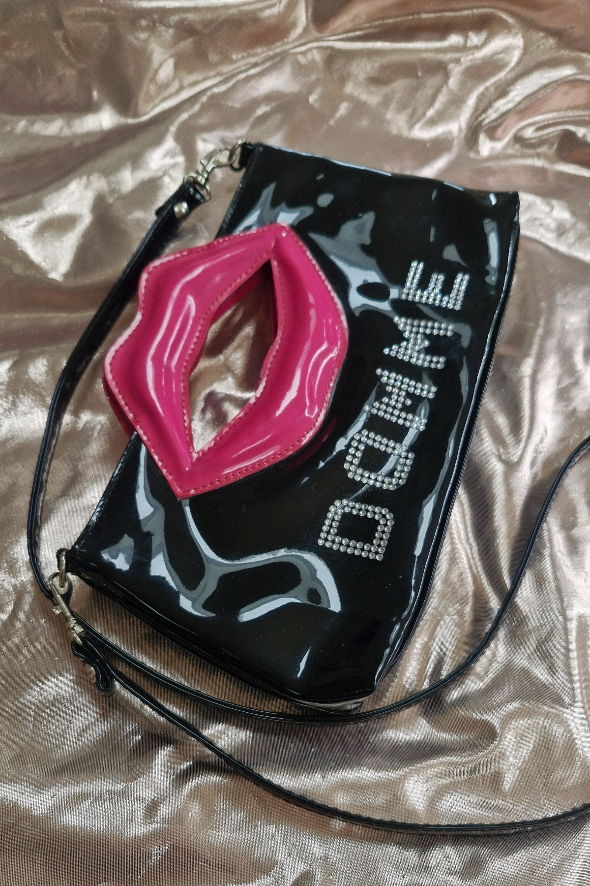 "DOMME" Upcycled Hot Pink Lips PVC Handbag