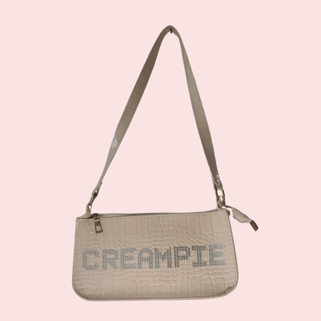 👜💎 Daddy's Gurl - 'CREAMPIE' Rhinestone Nude Moc Croc Handbag 💎🍰