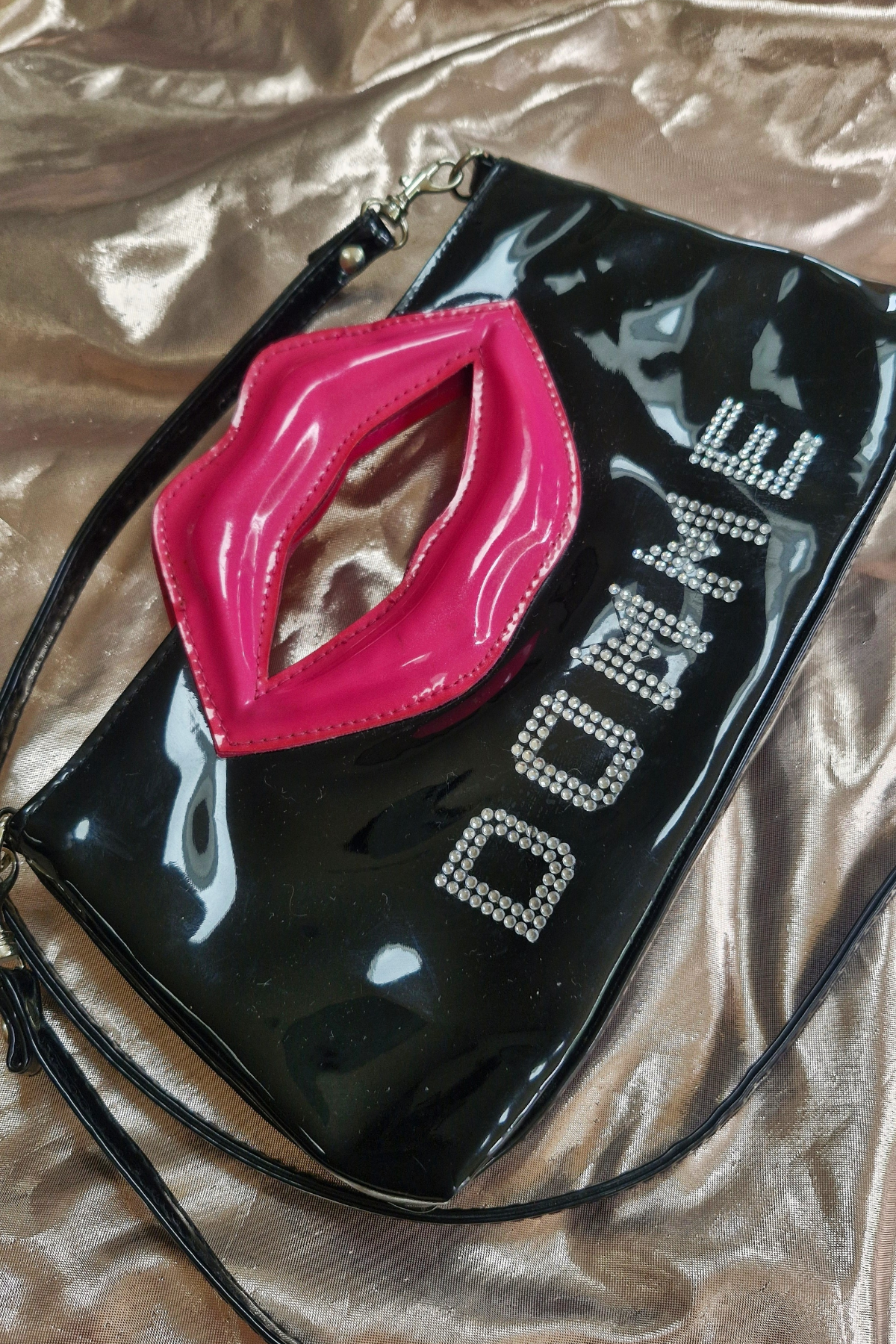 "DOMME" Upcycled Hot Pink Lips PVC Handbag