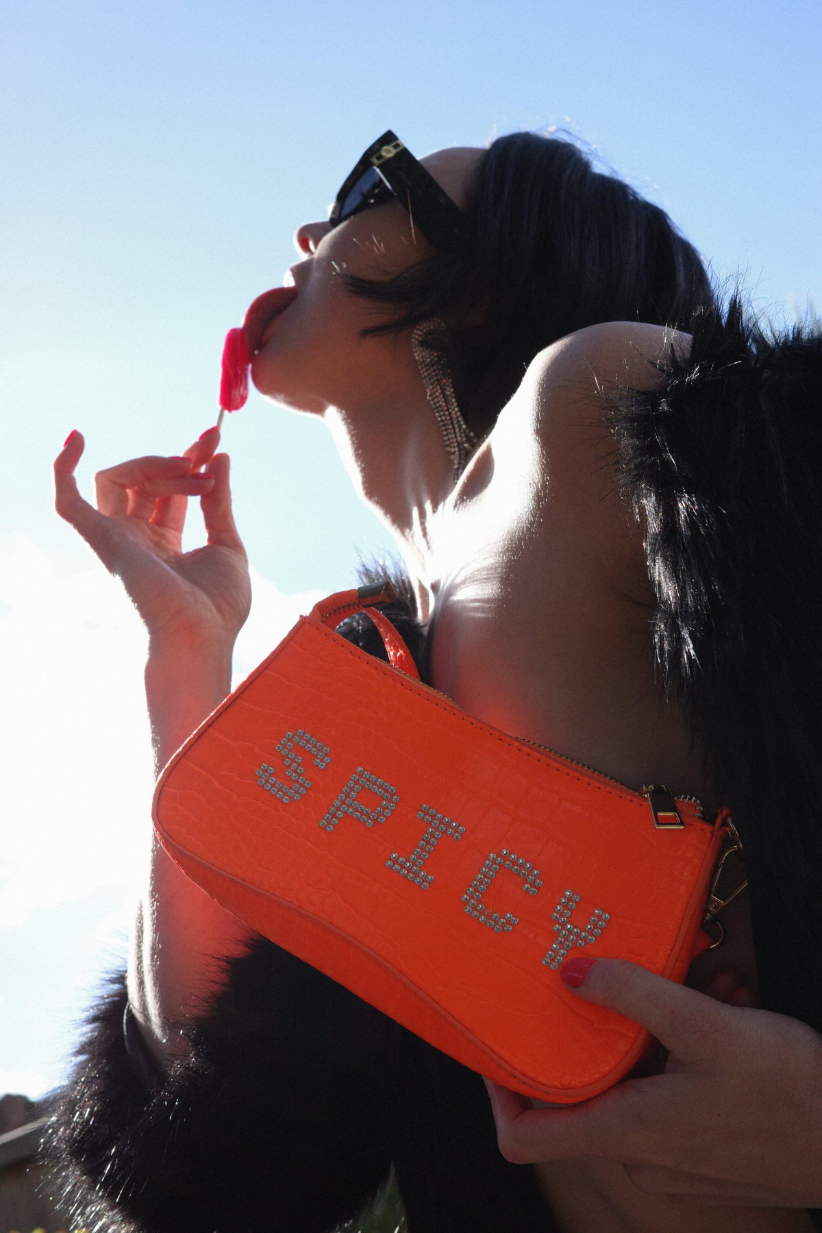 Daddy's Gurl - Resurrected Couture: 🧡Spicy Rhinestone Neon Orange Y2K Spicy Handbag 🧡