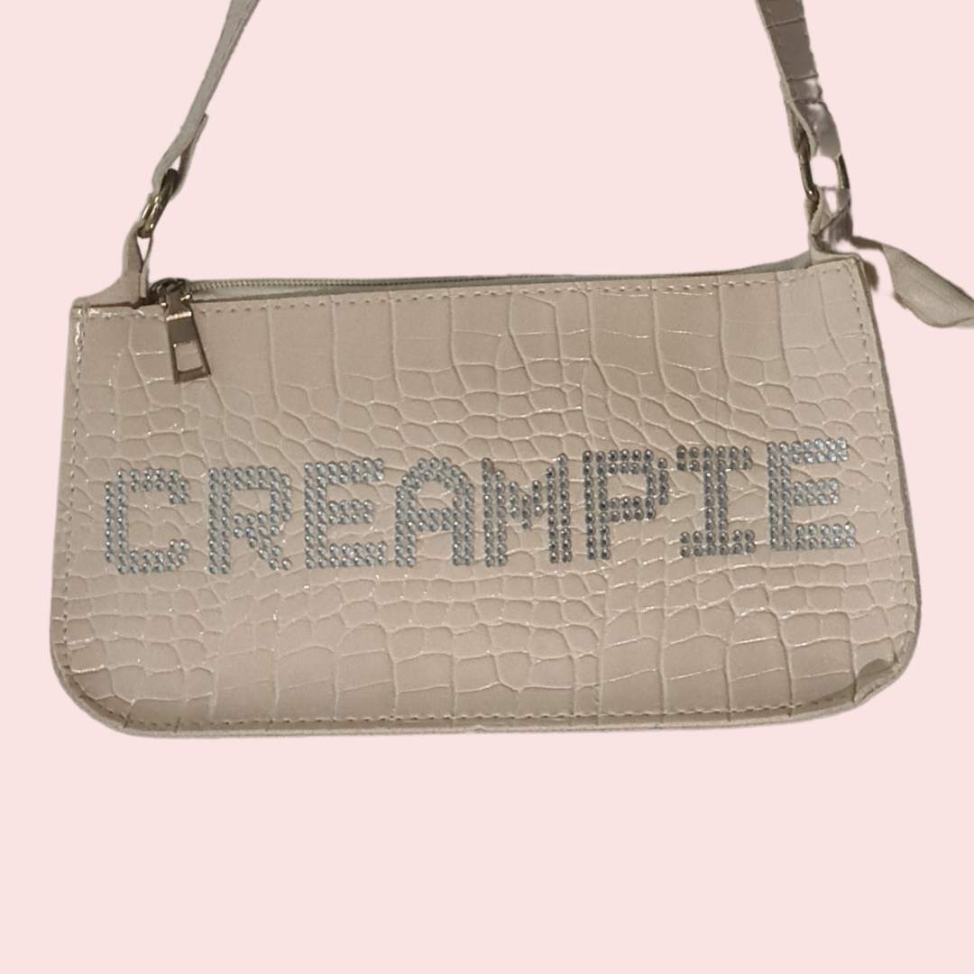 šš Daddy's Gurl - 'CREAMPIE' Rhinestone Nude Moc Croc Handbag šš°
