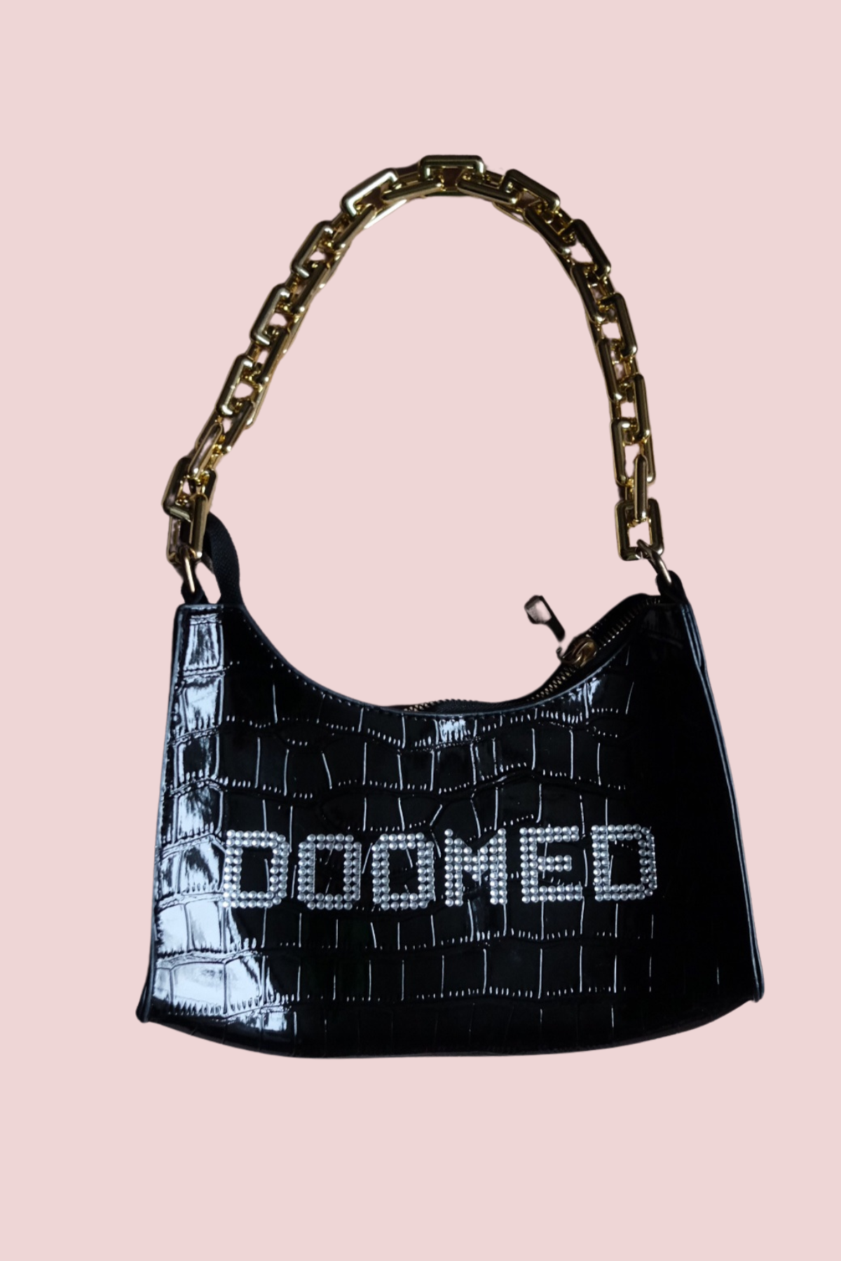 'DOOMED' Upcycled Custom Rhinestone Handbag β¨π€