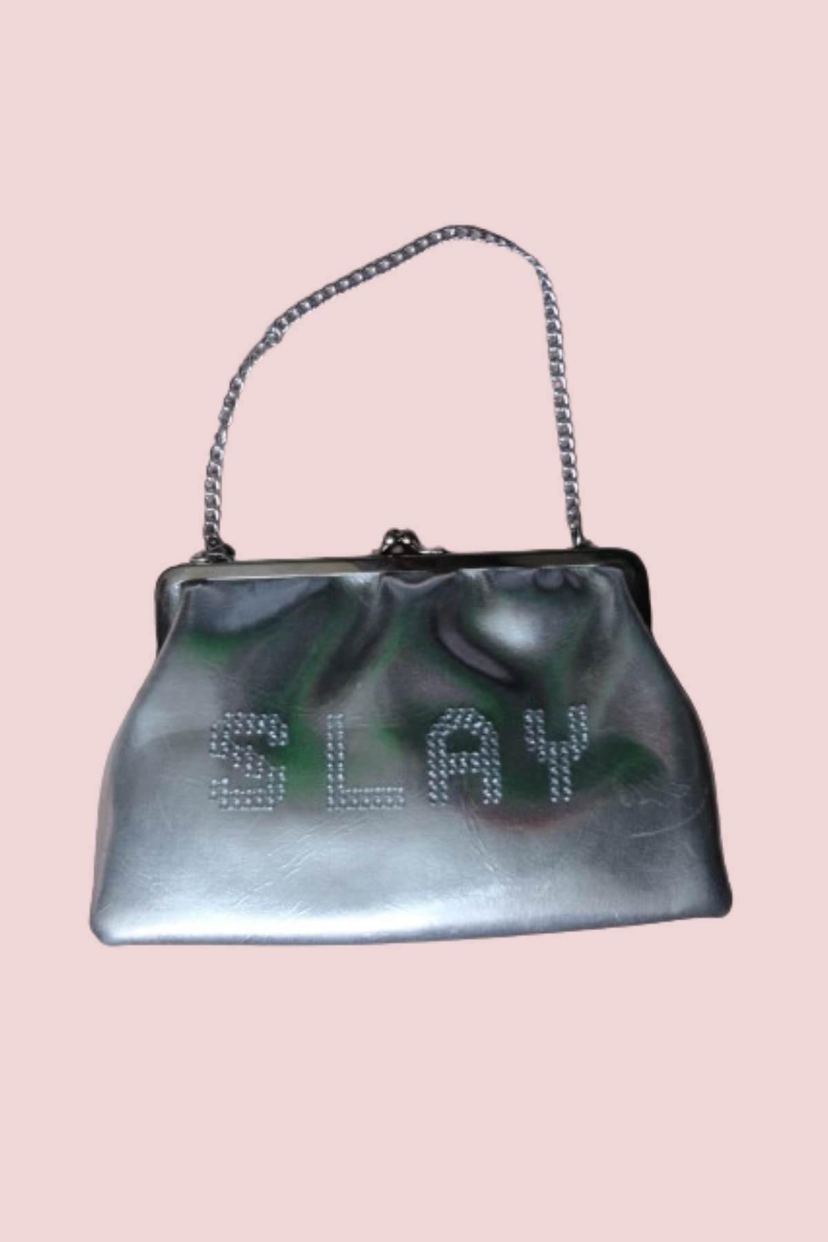 💿✨ Daddy's Gurl - Resurrected Couture Silver "SLAY" Rhinestone Purse Clutch ✨💎
