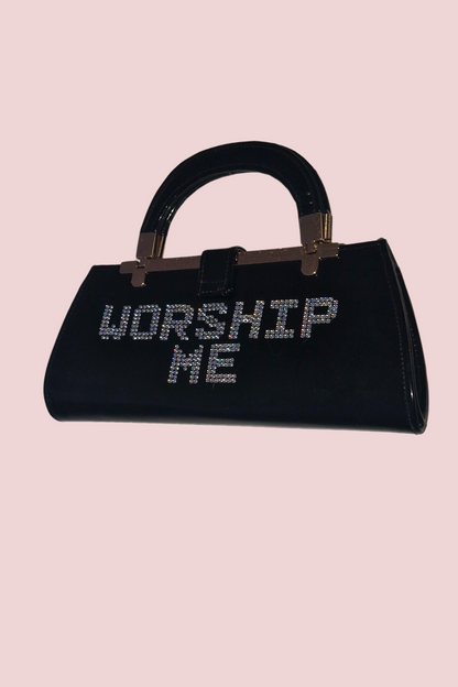 👜💎 Vintage "Worship Me" Black Patent Handbag 💎🖤