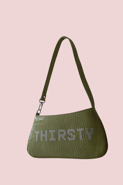 👜💚 Daddy's Gurl - 'THIRSTY' Rhinestone Green Handbag ✨🥵