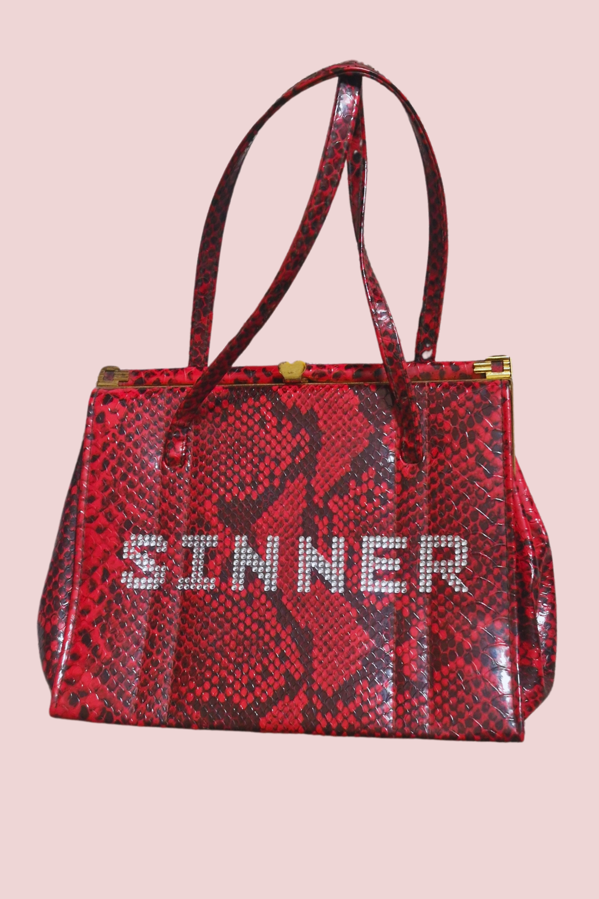 'SINNER' Vintage Red Snakeskin Kelly Handbag ❤️😈