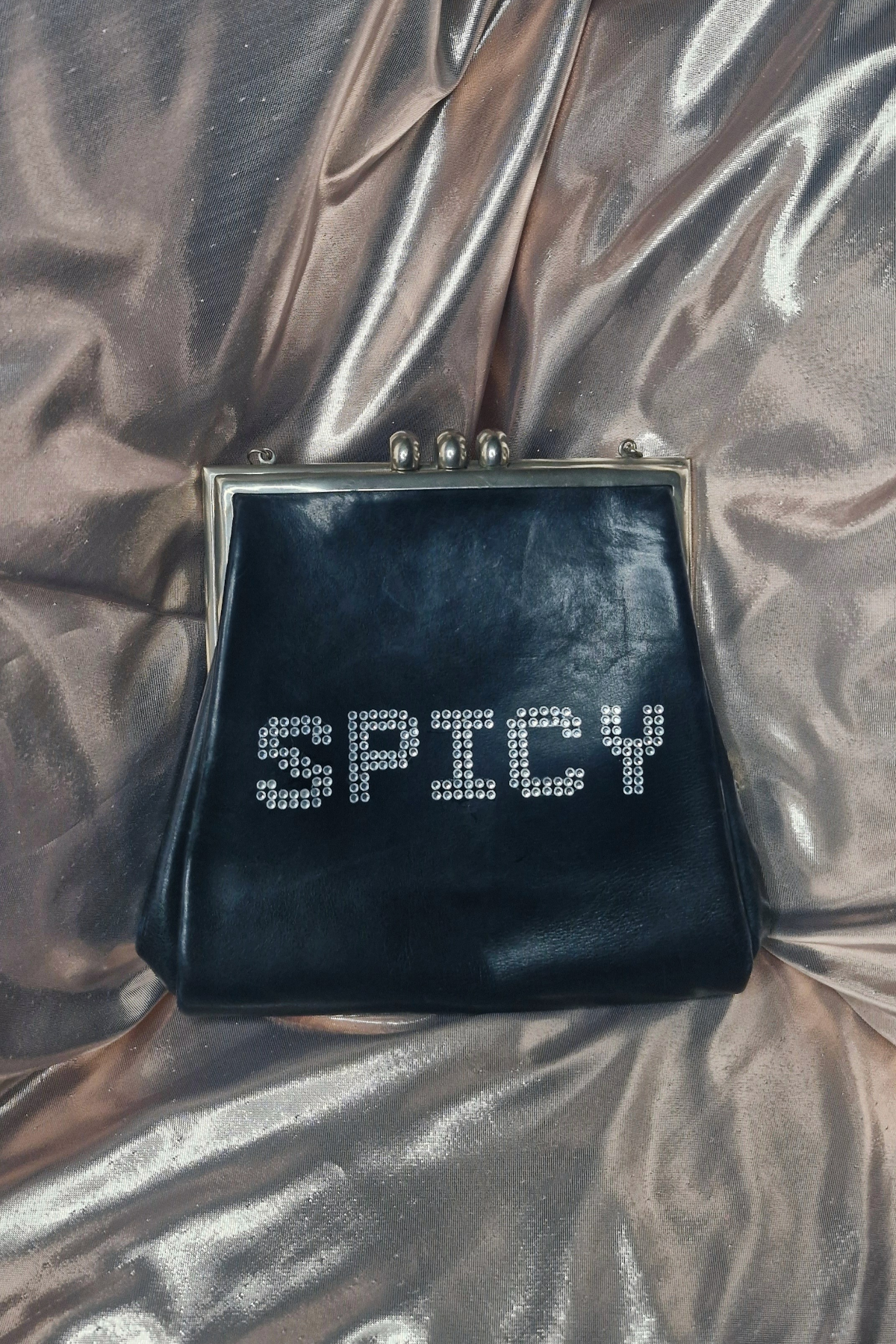 ππ'SPICY' Vintage Upcycled Slate Black Grey Clutchππ€