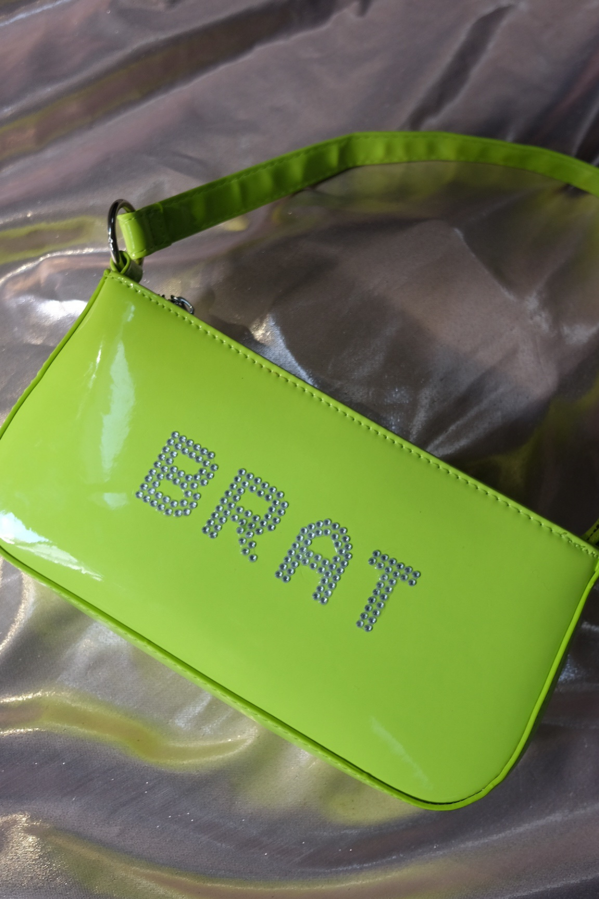 'BRAT' Upcycled Custom Rhinestone Bag