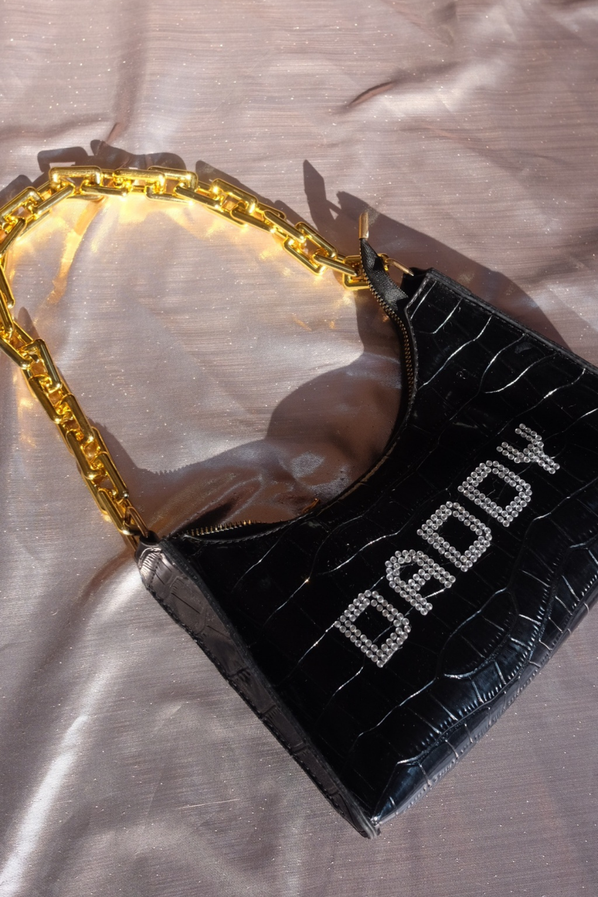 'DADDY' Upcycled Custom Rhinestone Handbag