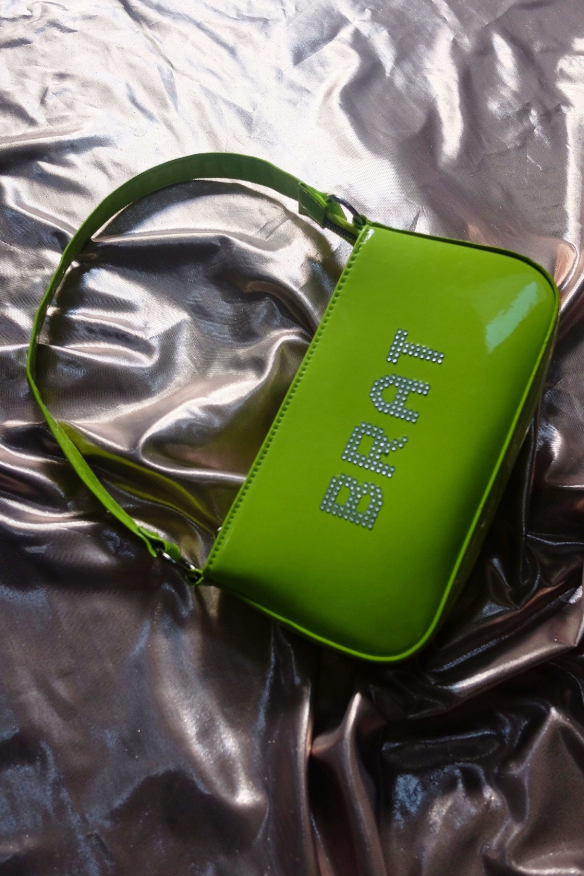'BRAT' Upcycled Custom Rhinestone Bag
