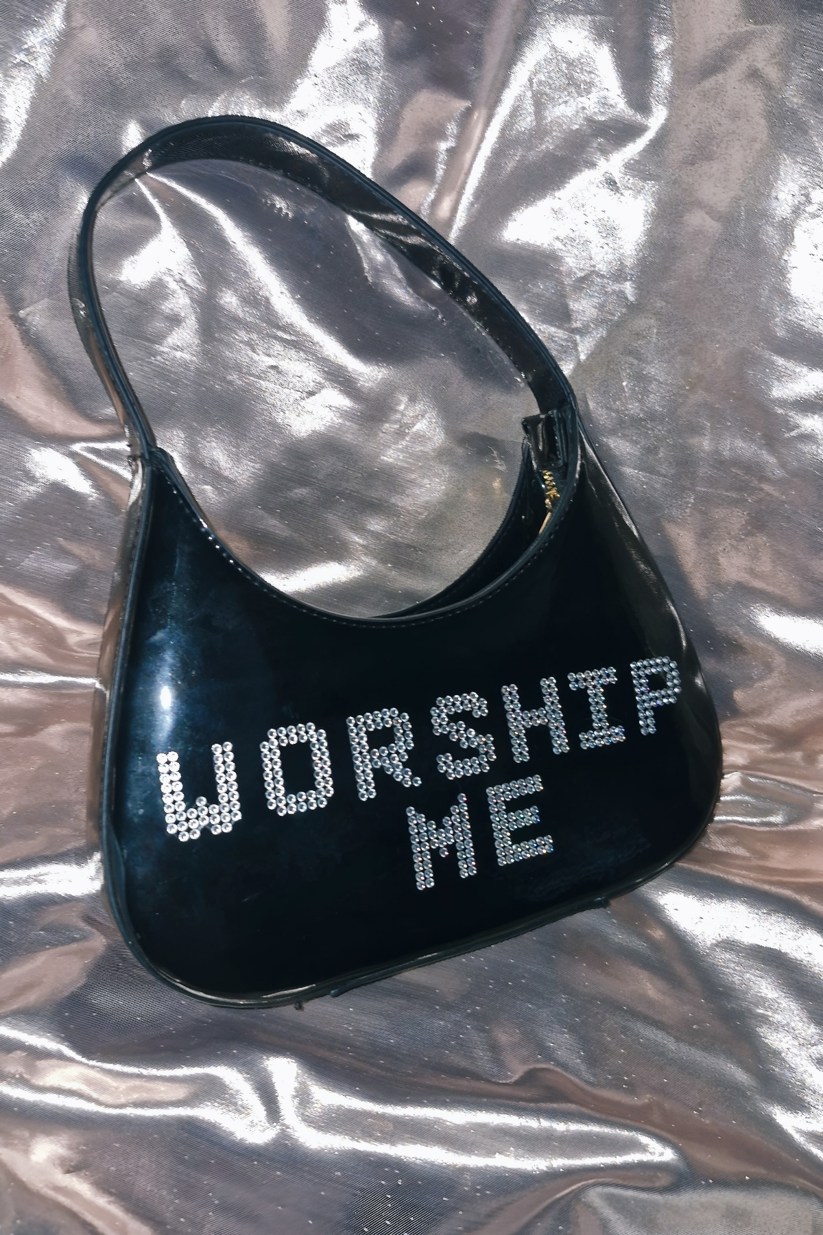 'WORSHIP ME' Best Selling Femdom Custom Rhinestone Handbag ππ€