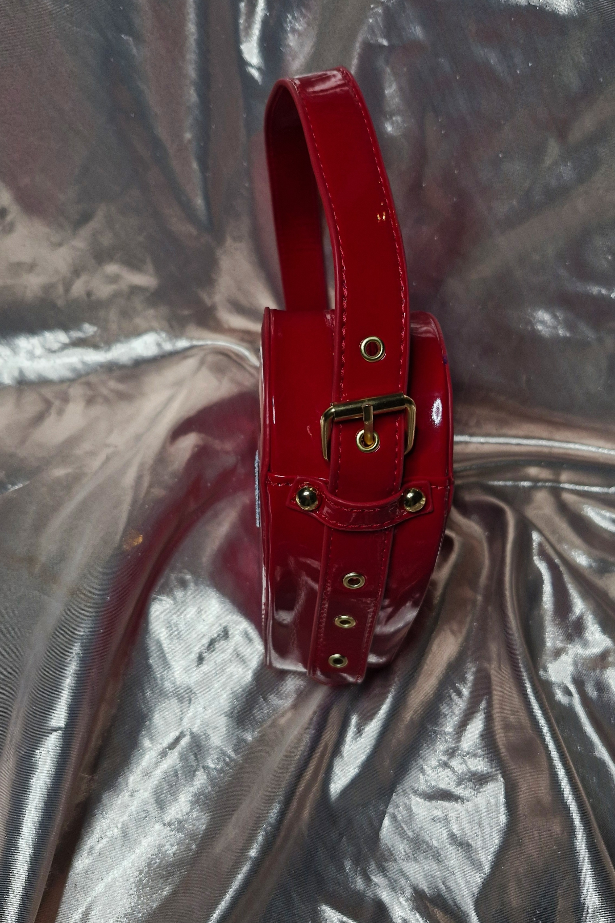 "I HEART MOMMY" Upcycled Red Heart PVC Rhinestone Handbag