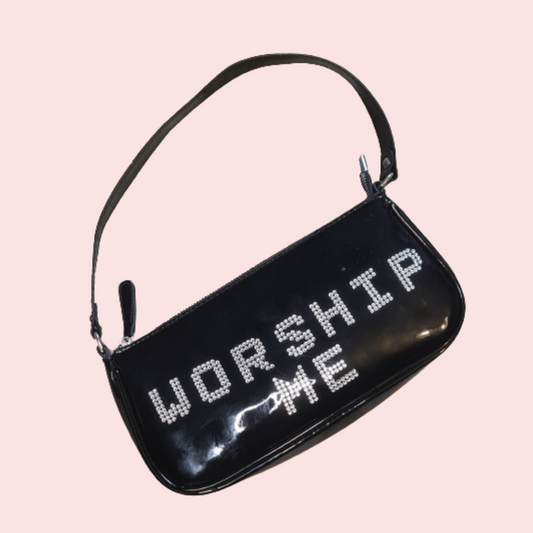 🖤✨ Daddy's Gurl - Resurrected Couture Rhinestone Black Patent Leather "Worship Me" Bag ✨🖤