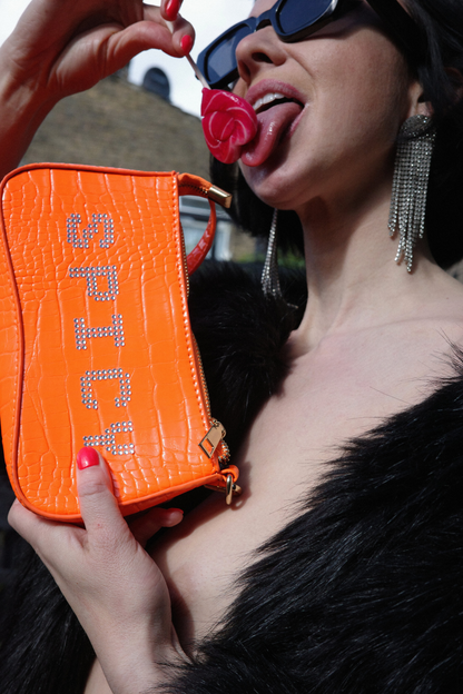 Daddy's Gurl - Resurrected Couture: 🧡Spicy Rhinestone Neon Orange Y2K Spicy Handbag 🧡