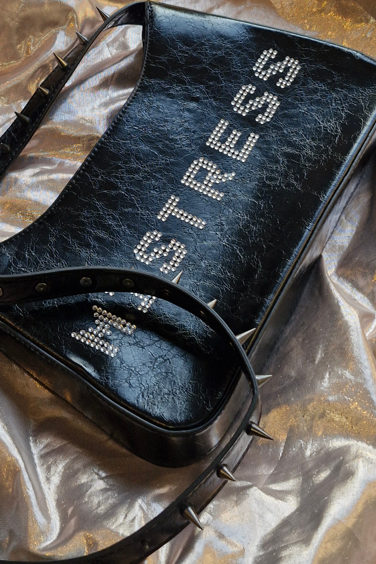 "MISTRESS" Upcycled Leather Spiked Cross-Body Bag