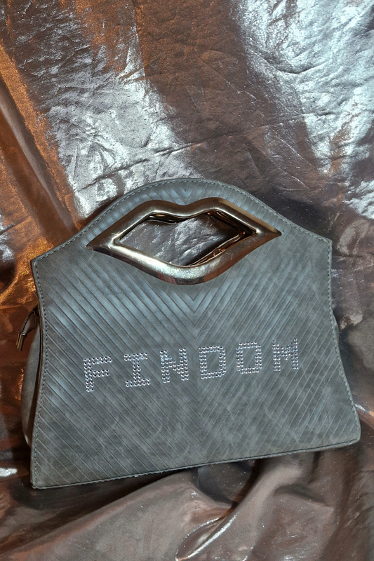 "FINDOM" Grey Lips Midi Handbag