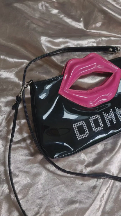 "DOMME" Upcycled Hot Pink Lips PVC Handbag