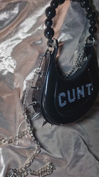 "CUNT"Upcycled Limited Spiked PVC Handbag