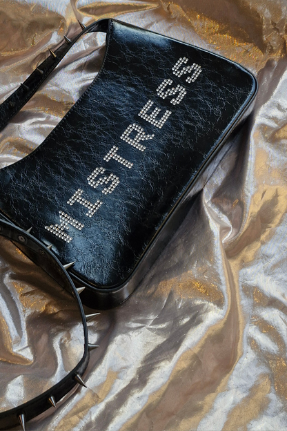 "MISTRESS" Upcycled Leather Spiked Cross-Body Bag