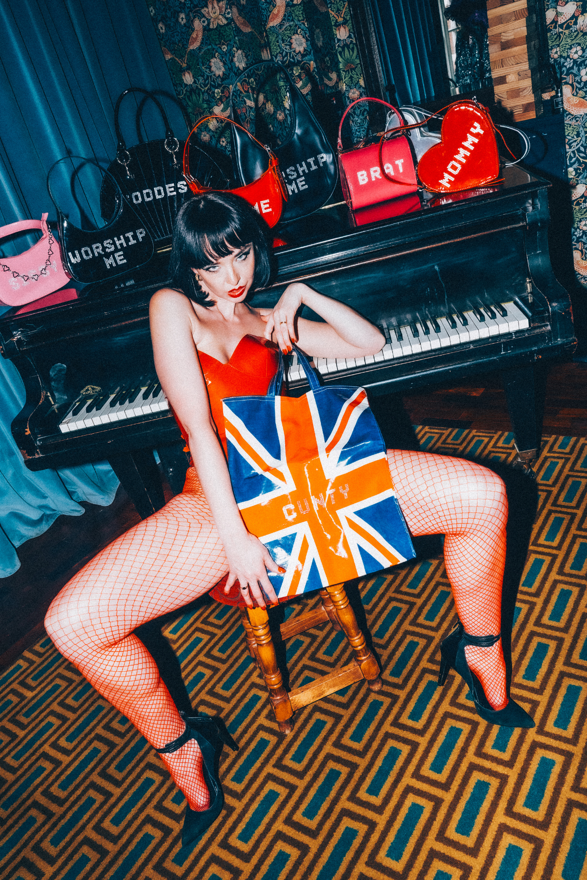 "CUNTY" Upcycled Union Jack 1970s Vintage PVC Tote