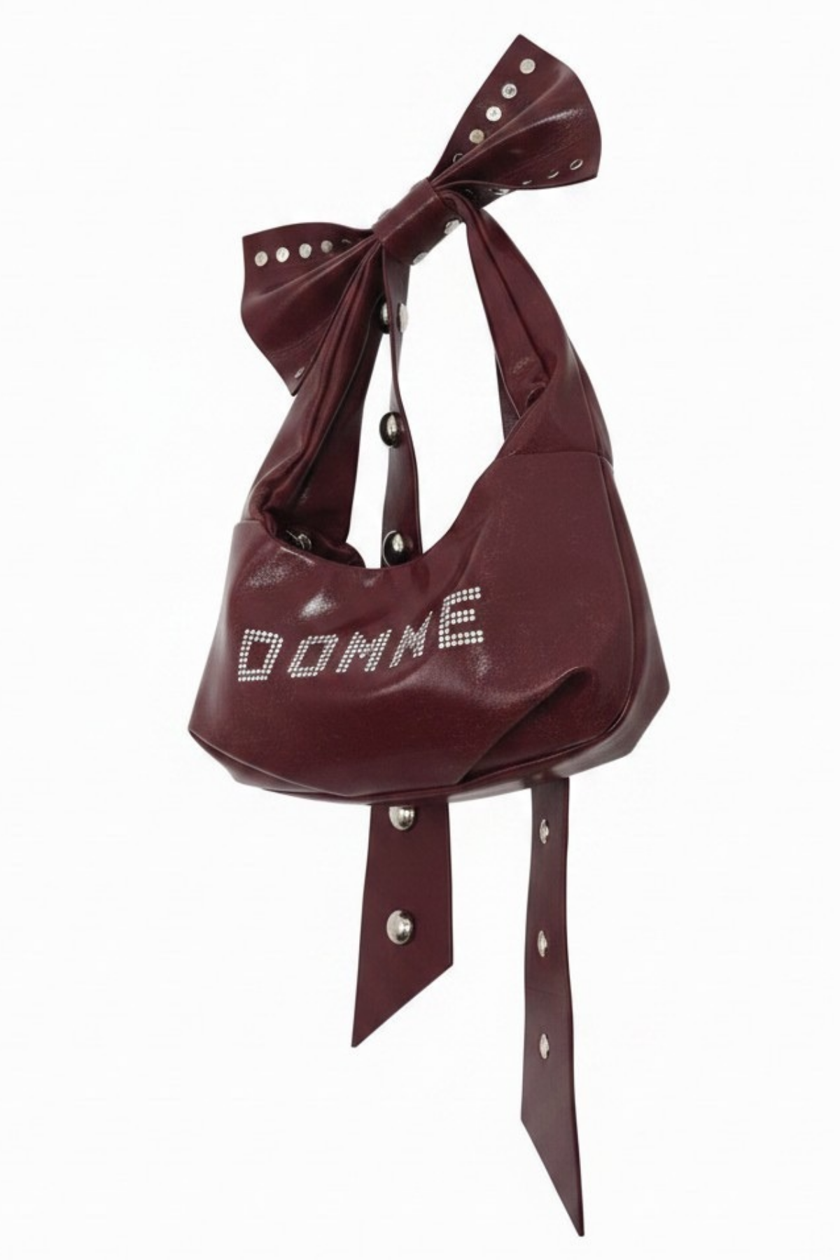 DOMME 💋 UPCYCLED  BURGUNDY BOW RHINESTONE HANDBAG