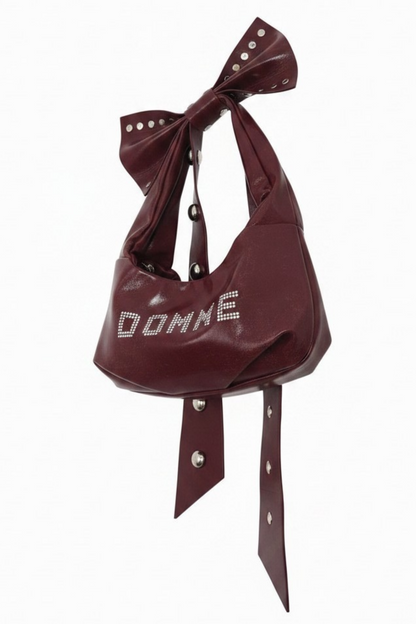 DOMME 💋 UPCYCLED  BURGUNDY BOW RHINESTONE HANDBAG