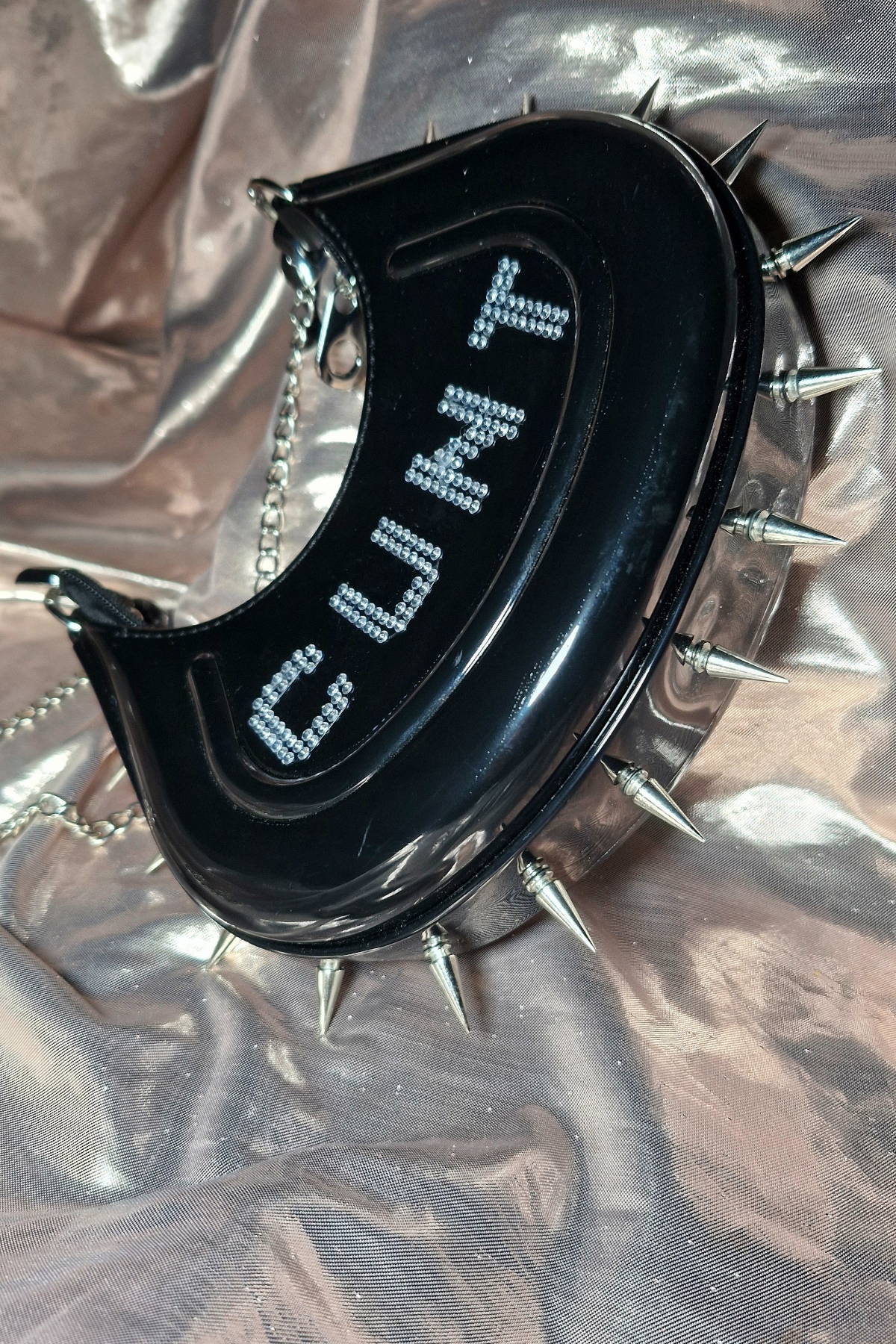 "CUNT"Upcycled Limited Spiked PVC Handbag