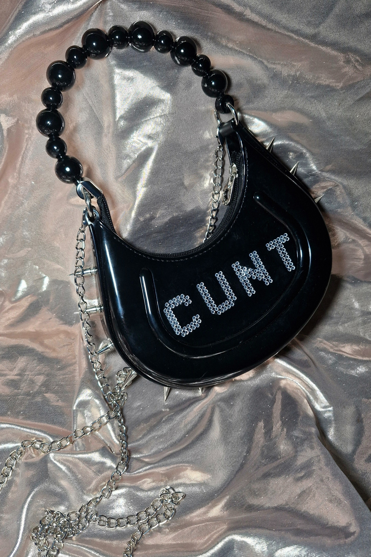 "CUNT"Upcycled Limited Spiked PVC Handbag