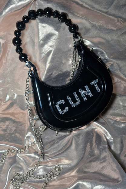 "CUNT"Upcycled Limited Spiked PVC Handbag