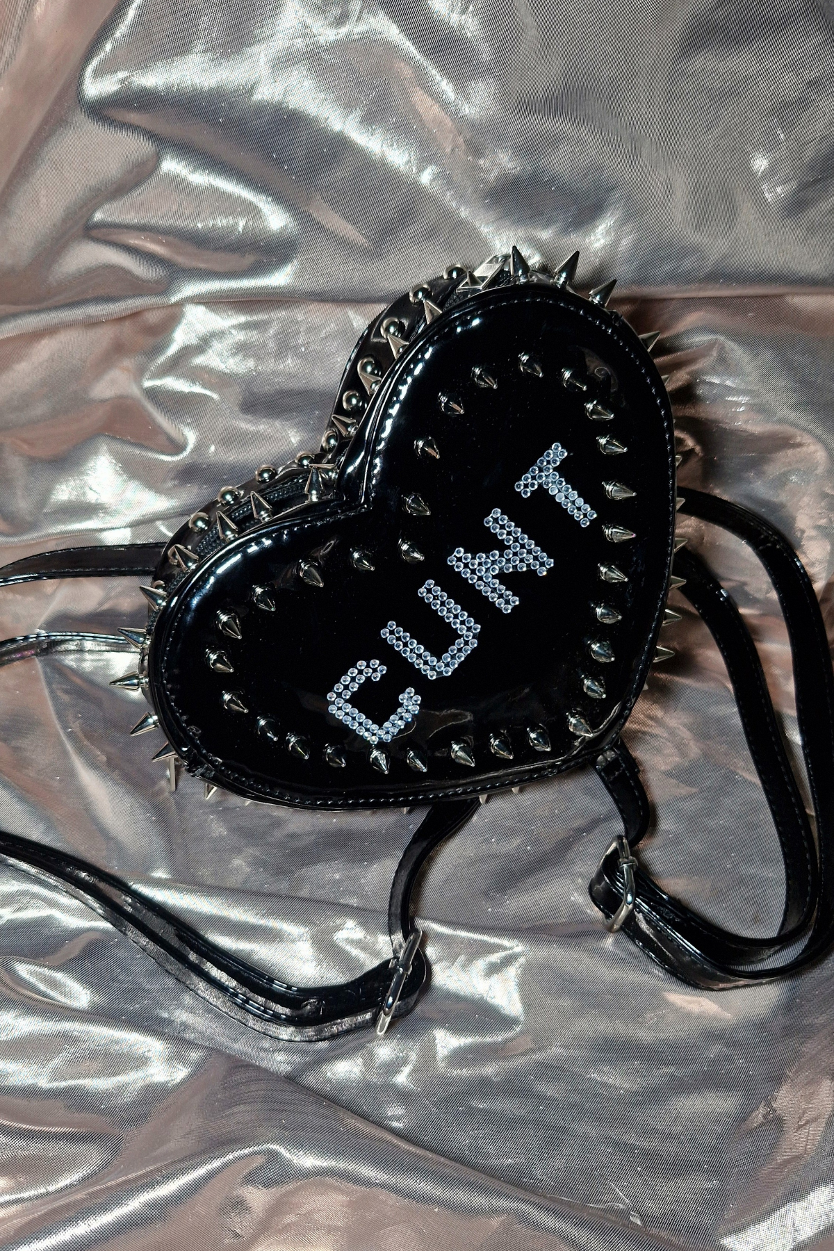 "CUNT" Upcycled Spiked PVC Backpack Limited