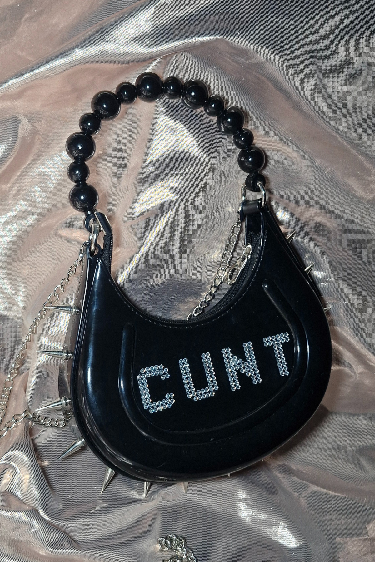 "CUNT"Upcycled Limited Spiked PVC Handbag