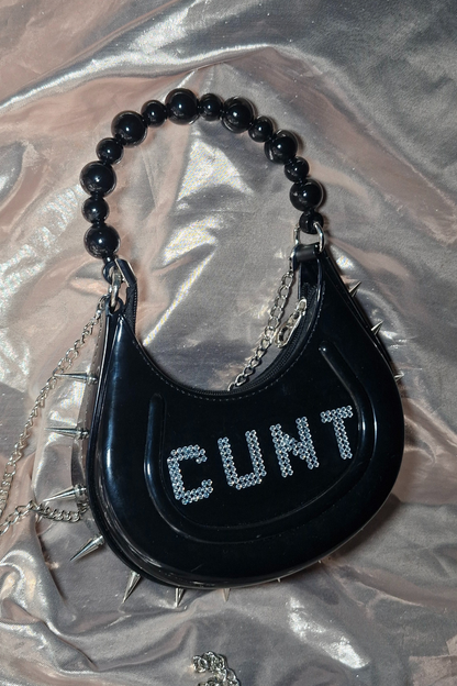 "CUNT"Upcycled Limited Spiked PVC Handbag