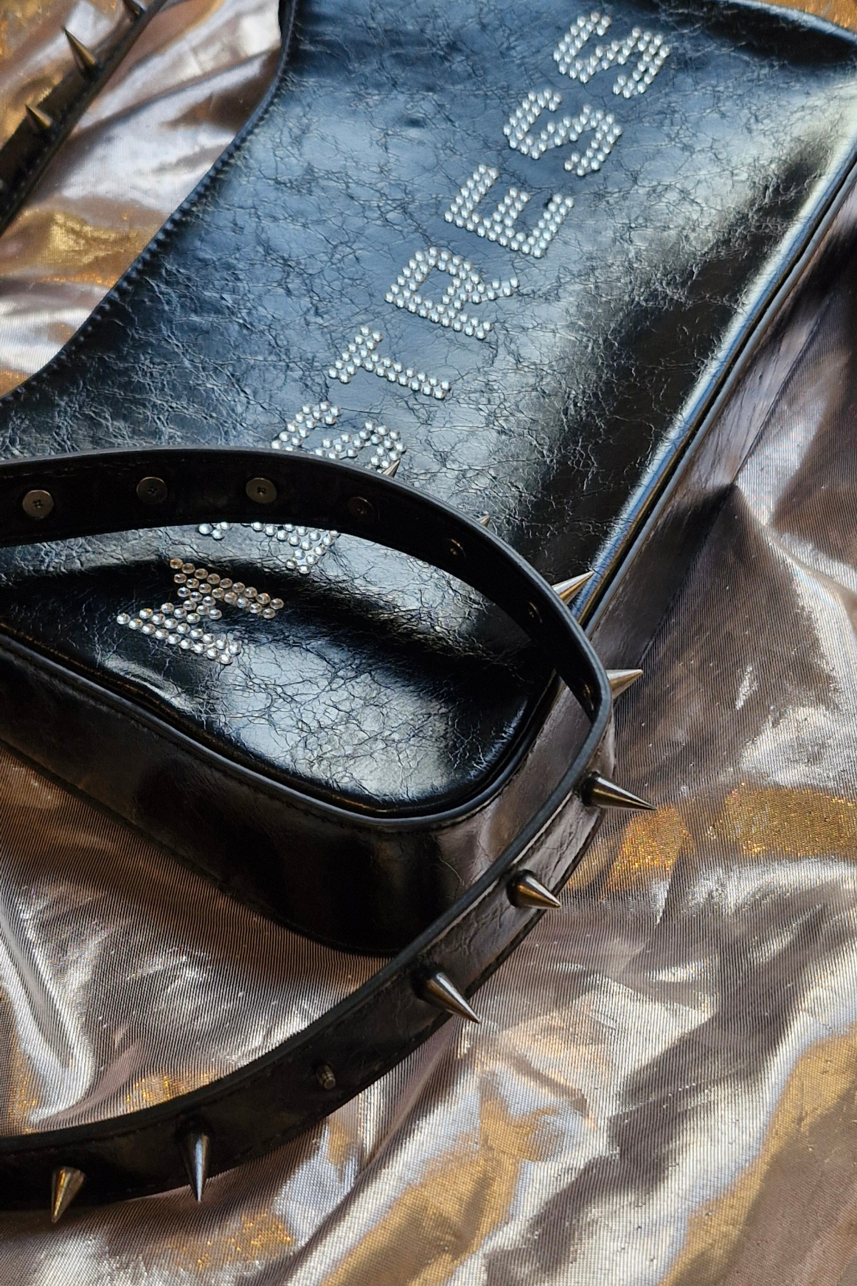 "MISTRESS" Upcycled Leather Spiked Cross-Body Bag