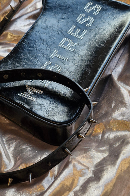 "MISTRESS" Upcycled Leather Spiked Cross-Body Bag